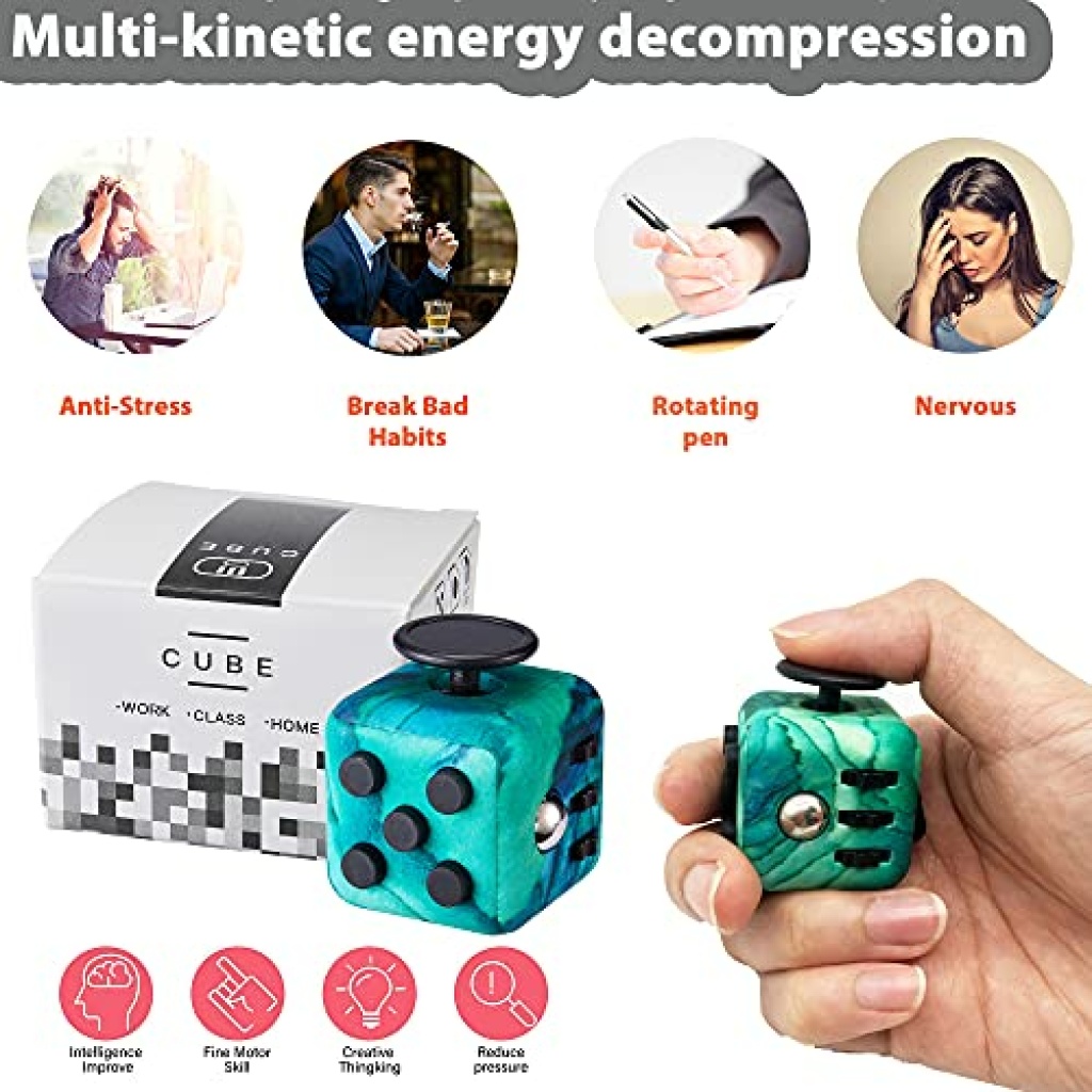Yetech Green Fidget Toy Cube Toy ADHD Stress Anxiety Relief Toy With 6