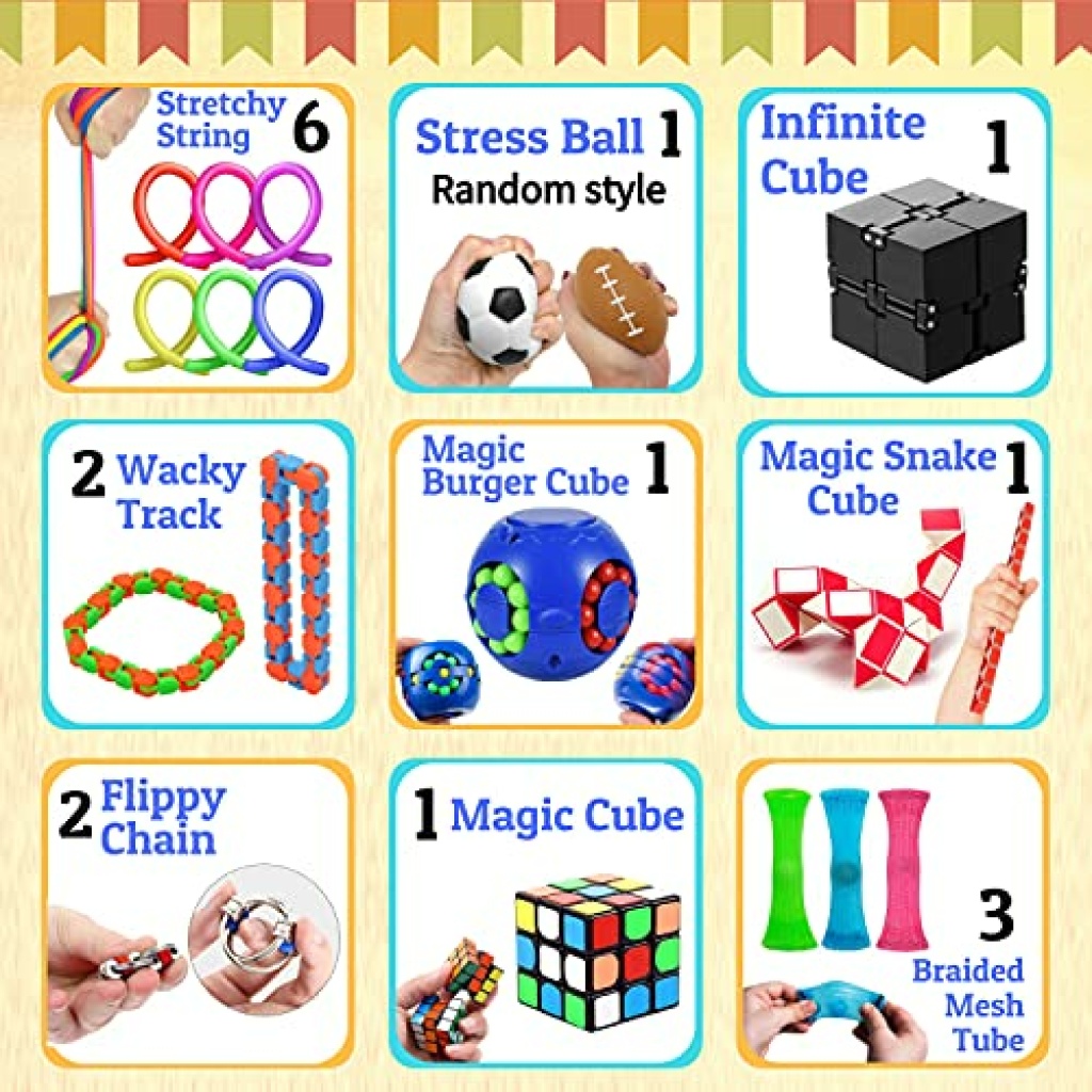 Paochocky 18 Pcs Fidget Toys Set,Sensory Toys for Autism ADHD,Stress ...