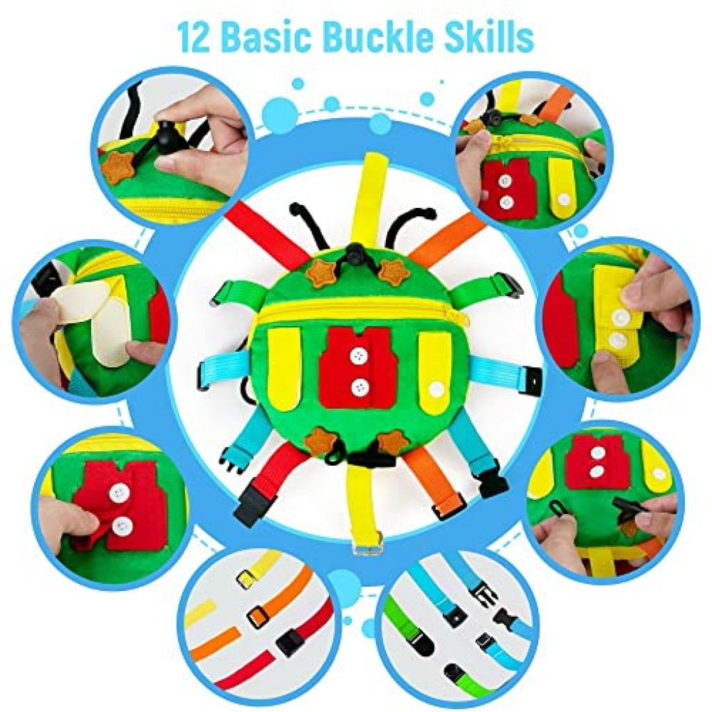 Inbeby Buckle Sensory Pillow Toys for Toddler 13, Travel Toys Sensory Fidget Toys Montessori