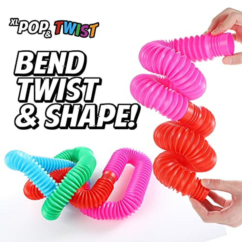 Fidget Pop Tube Toys for Kids and Adults, 4 X-large Pop Multi-Color ...