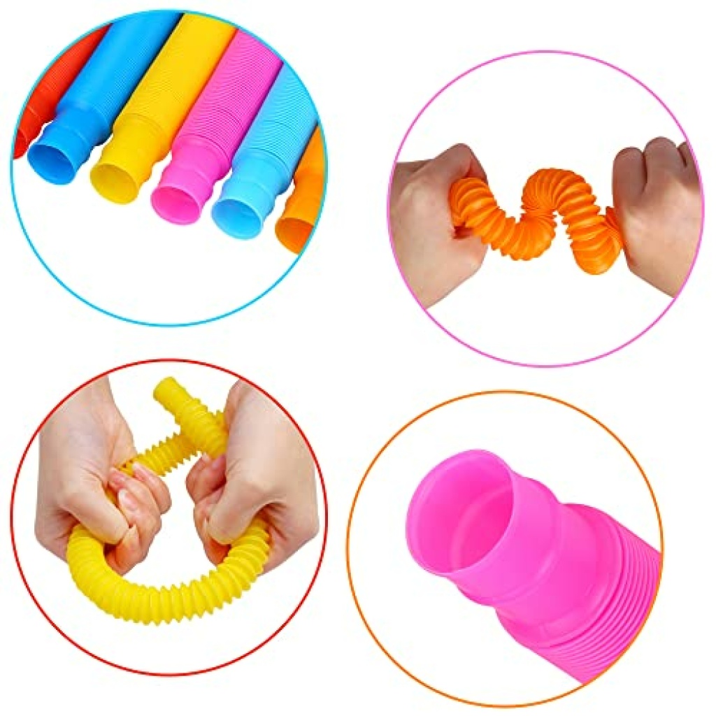 VEYLIN Fidget Pop Tubes, 8 Pack Sensory Fidget Toys Bendy Tubes Reduce ...