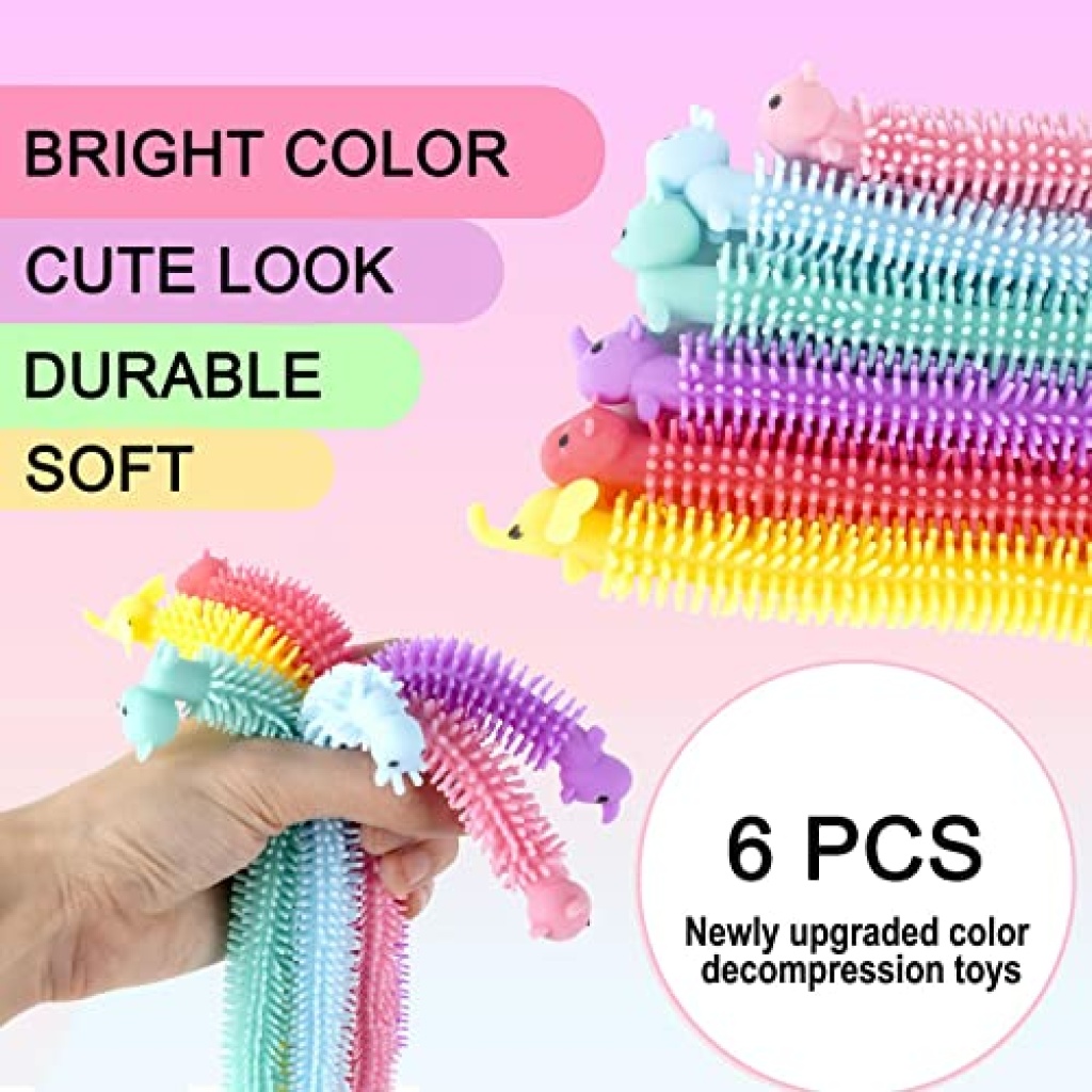 AWAVM 6 PCS Colorful Sensory String, Fidget String Toys, Squeeze Noodle ...