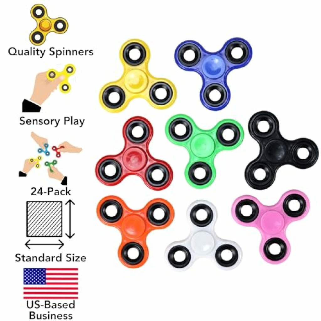 Iconikal Fidget Spinner Random Color Bulk Assortment Set, 24-Pack ...